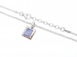 Silver Lapis Lazuli Square Pendant & Chain