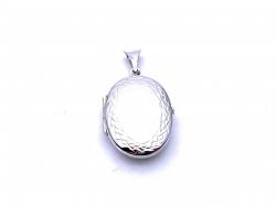 Silver Oval Patterned Edge Locket