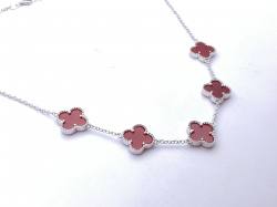 Silver Red Clover Necklet 18 Inch