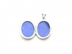 Silver Oval Flower Design Locket 15 x 20mm