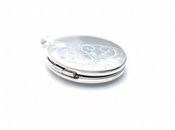 Silver Round Half Engraved Locket
