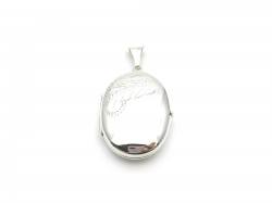 Silver Oval Half Engraved Locket 20 x 25mm