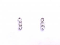 Silver Chain Link Stud Drop Earrings