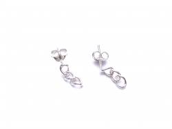 Silver Chain Link Stud Drop Earrings