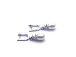 Silver Freshwater Pearl & CZ Drop Earrings