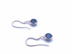 Silver London Blue Topaz Hook Earrings
