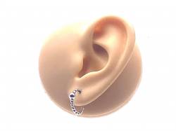 Silver Plain Bobble Hoop Stud Earrings