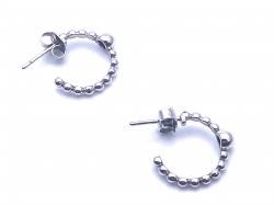 Silver Plain Bobble Hoop Stud Earrings