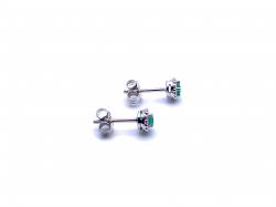 Silver Emerald  Stud Earrings 5mm
