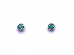 Silver Emerald  Stud Earrings 5mm
