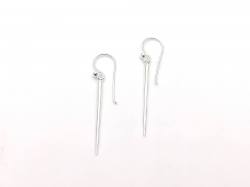 Silver Long Bar Drop Earrings