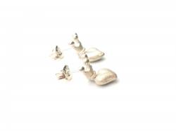 Silver Brushed Crowned Heart Drop Earrings