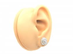 Silver Buddha Face Stud Earrings