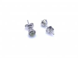 Silver Peridot Round Stud Earrings 3mm
