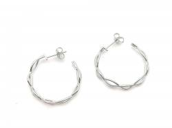 Silver Plaited Hoop Earrings