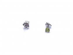 Silver Peridot Stud Earrings 4mm