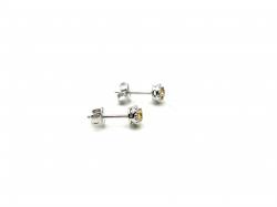 Silver Citrine Stud Earrings 3mm