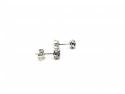 Silver Amethyst Stud Earrings 3mm