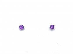 Silver Amethyst Stud Earrings 4mm