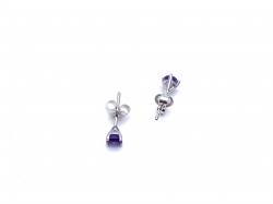Silver Amethyst Stud Earrings 4mm