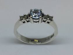 925 Blue Topaz & Marcasite Ring