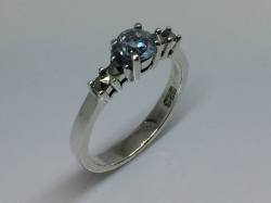 925 Blue Topaz & Marcasite Ring