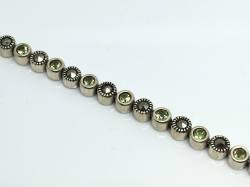 Silver Marcasite and Peridot Bracelet 7 inch