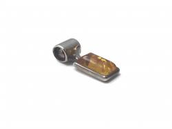 Silver Amber Oblong Pendant