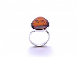 Silver Amber Adjustable Ring