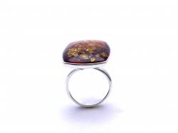 Silver Amber Ring