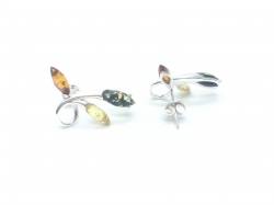 Silver Multi Amber Butterfly Drop Earrings