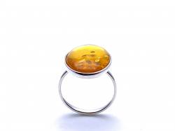 Silver Yellow Amber Ring