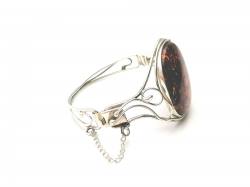 Silver Amber Set Bangle