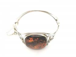 Silver Amber Set Bangle