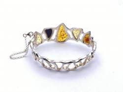 Fancy Three Coloured Amber Bangle