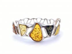 Fancy Three Coloured Amber Bangle