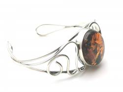 Silver Amber Open Bangle