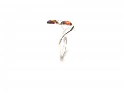 Silver Amber Butterfly Torque Ring