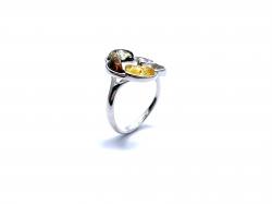 Silver Multi Amber Flower Ring