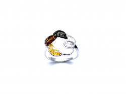 Silver Multi Amber Flower Ring