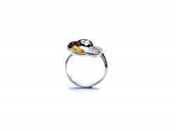 Silver Multi Amber Flower Ring