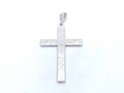 Silver Flat Filagree Pattern Cross Pendant