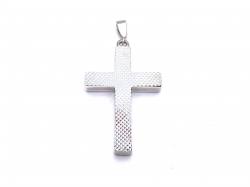 Silver Heavy Crosshatch Cross Pendant