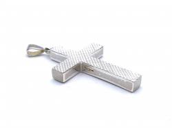 Silver Heavy Crosshatch Cross Pendant