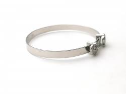 Silver Baby CZ Double Hearts Expandable Bangle