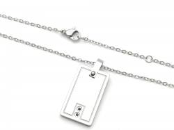 Stainless Steel Matte Oblong Pendant & Chain