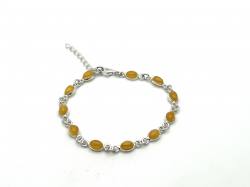 Silver Milky Amber Bracelet 6 3/4 Inches