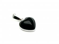 Silver Heart Shaped Black Whitby Jet 28mm