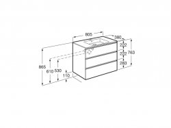 Roca The Gap Compact Nordic Ash 800mm 3 Drawer Vanity Unit with Basin