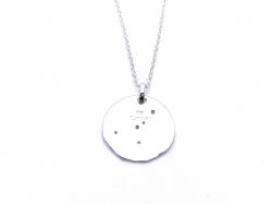 Silver CZ Cancer Zodiac Pendant & Chain